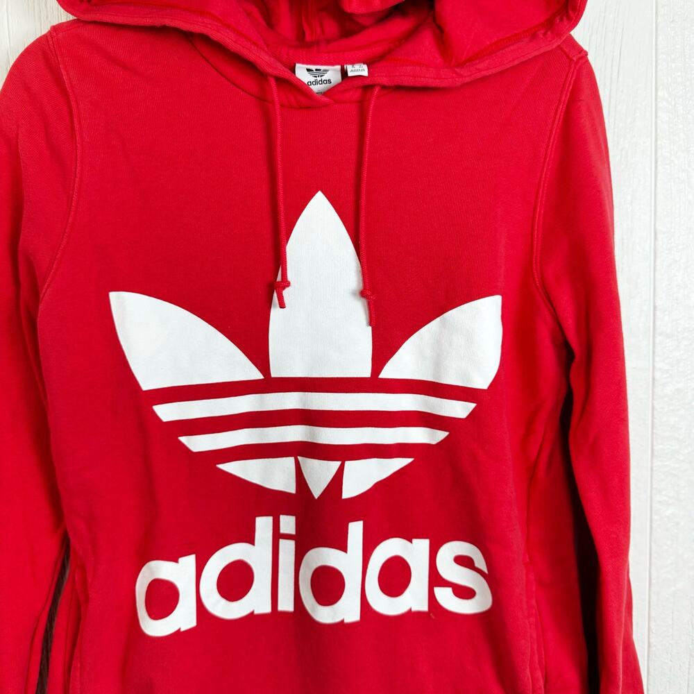 Adidas Women’s Coral Colored Logo Pullover Hoodie Sweatshirt Size Small Cotton - Picture 9 of 9